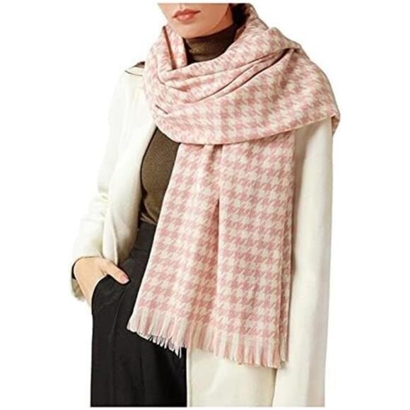 Accessories - Women's Scarf Women Blanket Scarf Plaid Pink